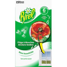 PYREL PIEGE MOUCHES PYREL STICKER FENETRE COQUELICOT ROUGE X 6