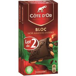COTE D''OR CHOCOLAT NOIR AMANDE COTE D'OR BLOC 2X180G